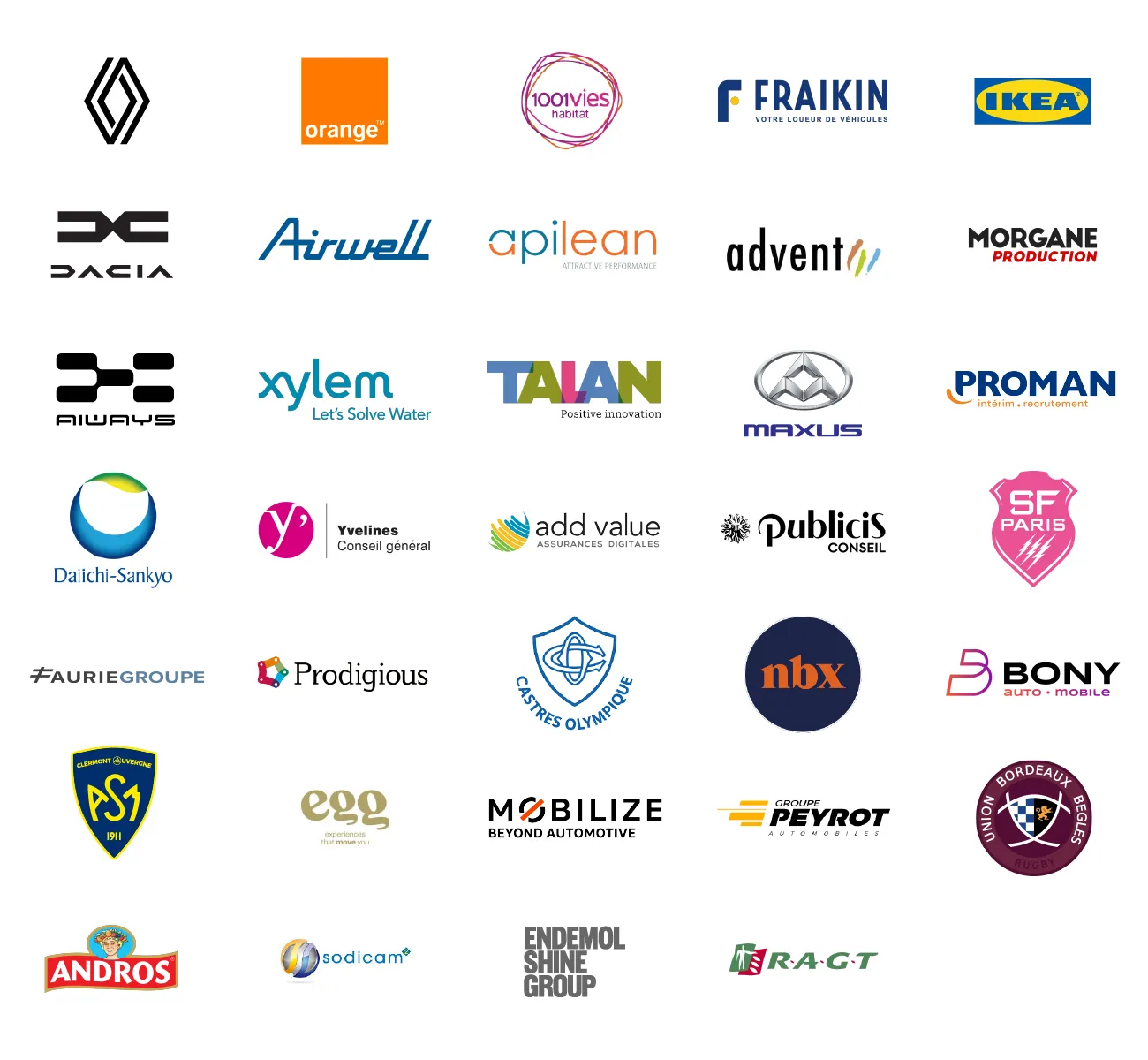 Logos des partenaires de l'agence de communication Phare Away